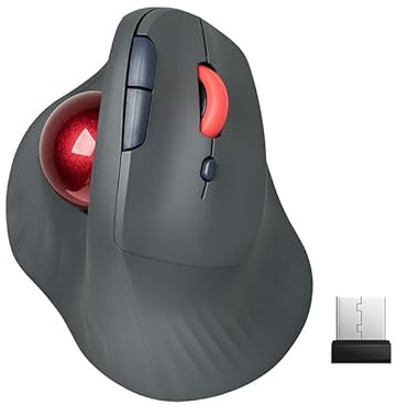 Dual Mode Wireless Vertical Computer Trackball Mouse, Ergonomic Bluetooth Thumb-Control Mouse with Quiet Clicks Ergonomic Design Adjustable CPI ,Built-in 500mAh Battery Rechargeable for PC/Mac/Laptop