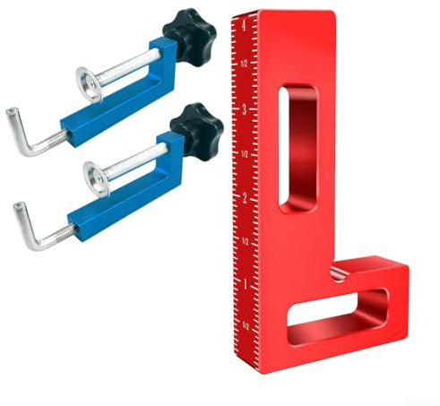 Pince de travail du bois à angle droit à 90°, ensemble de tendeurs d'angle de 12 cm avec blocs réglables en alliage d'aluminium pour assemblage de boîtes, armoires et cadres, résistant à la rouille