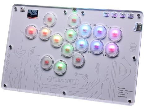 CHANGYUE Tastiera da combattimento 16 tasti Turbo, Hitbox Arcade Fight Stick in acrilico PC/PS4/PS5/NS/Steam