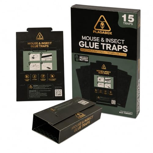 PLAGABOX Trampas de Pegamento para Ratones e Insectos, Trampas Cucarachas sin Tóxicos, Trampa Hormigas Interior, Mata Hormigas Seguro para Niños y Mascotas (60)