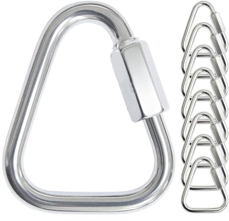 Lot De 8 Maillons Rapides Triangulaires Robustes, Mousquetons Triangulaires En Acier Inoxydable 304, Connecteurs De Chaîne À Vis Pour Slackline, Hamac, Balançoire, Camping Et Cordes(M8)