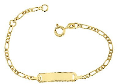 JC Schmuck 585 Gold Baby ID-Armband Kinder Goldarmband 14 cm I Figaro Armband mit Gravur Taufarmband Gold Namensarmband I Babyarmband mit Namen I Kinderschmuck made in Germany I 5.53063