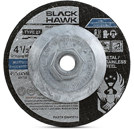 BHA 4-1/2 x 1/4 x 5/8-11 Depressed Center Metal Grinding Wheels with Hub - for 4.5 Inch Angle Grinders - 10 Pack