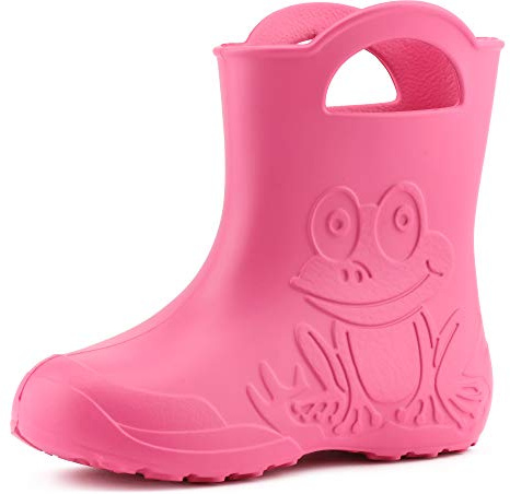 Ladeheid Stivaletti Pioggia Bambino in EVA, Leggeri Stivali Pioggia Bambina con Motivo a Rana, Facili da Pulire Stivaletti Bambina, Scarpe Bambino per Scuola LA-CA-01 (Rosa, 22/23)