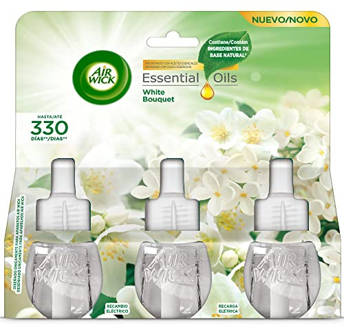 Air Wick Eléctrico - Recambios De Ambientador Automático Eléctrico, Esencia Para Casa Con Aroma A White Bouquet - 3 Unidades