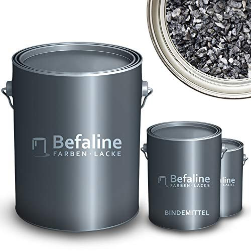 Befaline © BEFA-78 Steinteppich Set bis 2,5qm I 25kg Marmorkies Grigio Carnico + 1,5kg Epoxidharz Bodenbeschichtung für Naturstein, Beton, etc. I fugenloser & pflegeleichter Boden für innen & außen