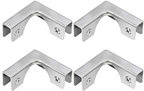 UFURMATE Conector de vidrio, 4 abrazaderas de vidrio de acero inoxidable en forma de L, abrazaderas de ángulo recto, soportes para fijación tanque de pescado sin marco