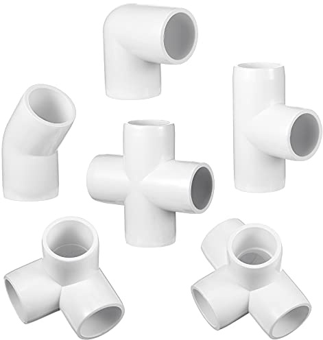 Xuniea 42 Pieces 1/2 Inch PVC Pipe Fittings Elbow Set Tent Connection Tee Heavy Duty PVC Elbow Fittings for Greenhouse Shed Pipe, Furniture Build and More