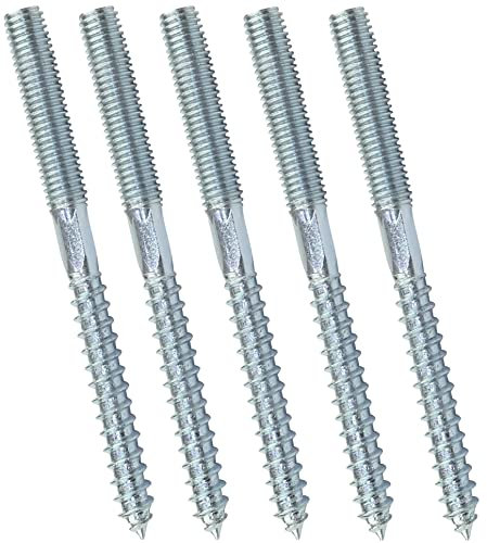 AERZETIX - C44776 - Set di 5 - Vite a doppio filetto - prigioniero - punto vite - metallo/legno con o senza tasselli - Ø8x100mm - acciaio zincato - colore argento