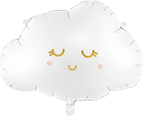 DekoHaus Folienballon Wolke Weiß Matt 51 x 35,5 cm – Ballon mit Rosa & Gold Aufdruck, Helium- & Luftfüllung, Wiederverwendbar, Babyparty, Geburtstag, Kinderparty