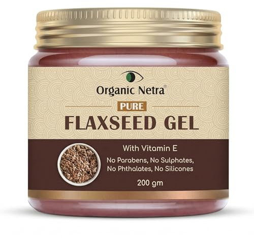 Organic Netra Gel de linaza puro con vitamina E para cabello y piel, fortalece y nutre la salud del cabello y la piel, seguro y suave para todo tipo de piel, reduce las líneas finas y las arrugas, 200