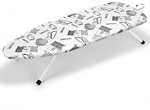 Duwee Asse da stiro da tavolo 92 × 34 cm con rivestimento resistente al calore, gambe pieghevoli e leggero, area da stiro extra lunga con gancio per riporlo