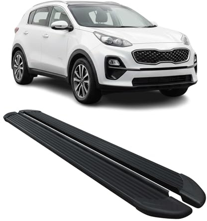 OMAC Seitenschweller Trittbretter Schweller kompatibel mit Kia Sportage 2015-2021 Alu Schwarz