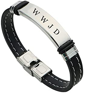 Stilvolles WWJD Armband,What Would Jesus Do Silikon Armreif,Inspirierendes Christus Jesus Weisheits Anleitungs Armbänder,Personalisierter Gravierter religiöser Schmuck für Christliche Frauen Männer