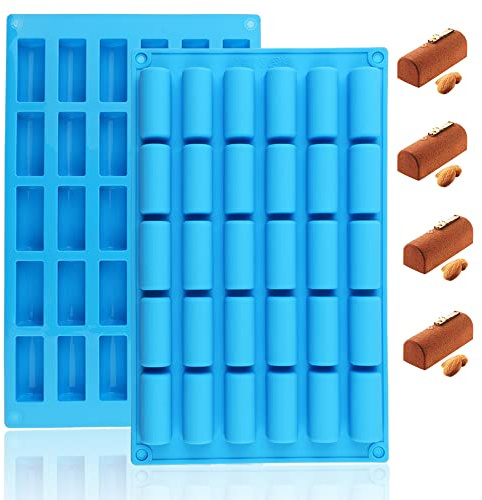 Moldes de silicona de caramelo de caramelo, paquete de 2 moldes cuadrados de proteína y cereales de barra energética de 30 cavidades para trufas de pastel de chocolate, ganache, praliné, mantequilla
