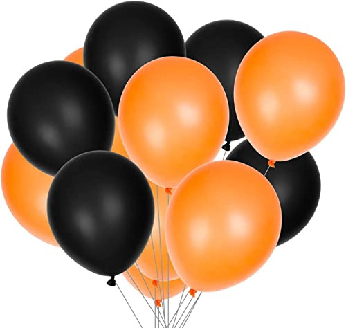 SHATCHI Helium-Latex-Luftballons, sortiert, 30,5 cm, Orange und Schwarz, für Geburtstagsparty, Dekorationen, Halloween, Feiern, 15/30/60 Stück