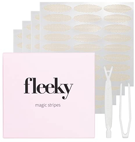 fleeky Magic Stripes - Ögonlocksränder för glidande lock-lyftning utan OP, osynliga ögonlockstramande tejp, dubbel slip-dekal för laminering (bearbetad) (L)