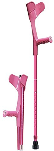 ZJIEX Kinder Unterarmkrücken Leichte Krücke Gehhilfe Aus Aluminium Orthopädische Krücken Mit rutschfeste Gummifüße 10-stufig Höhenverstellbar (Color : Pink)