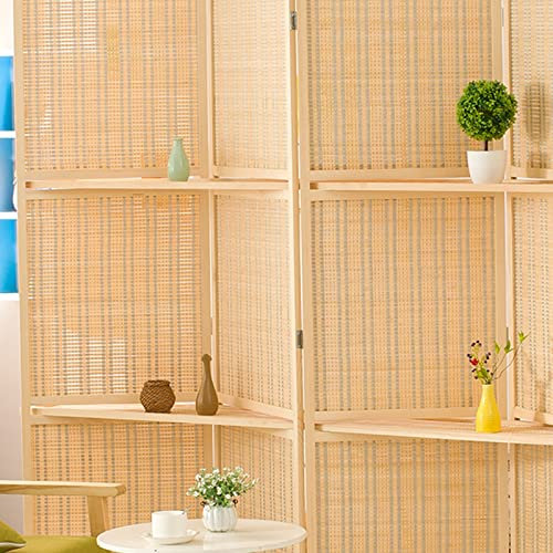 Paravento Separe divisorio Pannelli divisori Bambù Divisorio Con Ripiano, Camera Da Letto Casa Corridoio Ufficio Appartamento Studio Schermo Privacy A Parete Pieghevole Con Telaio In Legno ( Color : 3