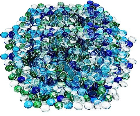 Glass Pebbles for Vases, Hiziwimi 1800g(About 400Pcs) Decorative Glass Pebbles, 17-20MM Decorative Stones, Glass Nuggets, Glass Beads for Planter, Aquariums, Gardens, Crafts & Vase Decoration