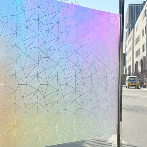 Beautysaid Buntglas-Fensterfolie - Regenbogen, Milchglas, Blickdicht, Privatsphäre, Schillernd, Selbstklebend, Anti-UV-Frost für Mietbad, 90 x 200 cm