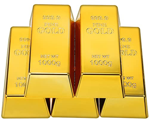 Gadpiparty 5 Stück Riegel Ziegel Barren Glitzernde Film-Requisite Simulierte Geschenkboxen Süßigkeiten-Leckerei-Boxen Für Halloween Weihnachten Casino-Motto-Party-Dekoration