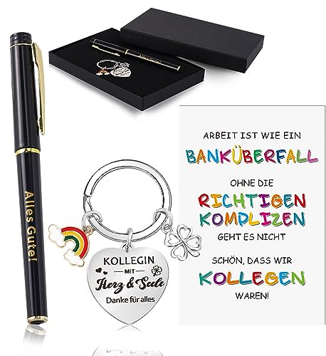 Abschiedsgeschenk Jobwechsel Mit Danke Schlüsselanhänger, Glücksbringer Stift, Abschiedskarte , Für Lieblingskollegin, Abschied Kollegen Geschenke Für Ruhestand Jobwechsel