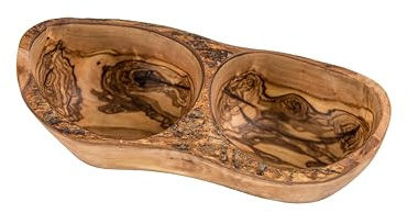 Lipper International Olive Wood Rustic Dish, 2 Sections
