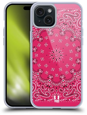 Head Case Designs Rosa Classico Paisley Bandana Classica Custodia in Gel [Protezione di Grado Militare] Compatibile con Apple iPhone 15 Plus E Compatibile con MagSafe