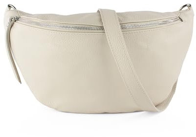 lePelou große Leder Bauchtasche für Damen mit Wechselgurt, Festival Tasche, Frauen Bauchtasche mit breitem Schultergurt, Kleine Umhängetasche, XL Crossbody Tasche, Geschenk für Damen (Creme)