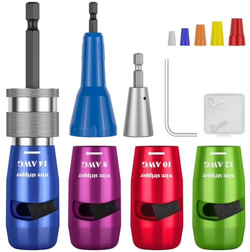 Pelacables para taladro, herramienta eléctrica de pelado y torsión de cables para AWG calibre 14-12-10-8, herramienta profesional para electricista cortador de cables para taladro eléctrico,