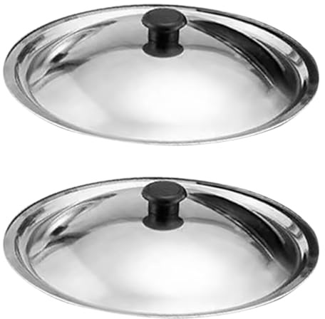 Alipis 2Pcs Stainless Steel Universal Pot Lid, 27.5cm Multipurpose Frying Pan Cover, Fits 26-26.5cm Inner Diameter, Easy to Clean, Space-Saving Design for Kitchen Use