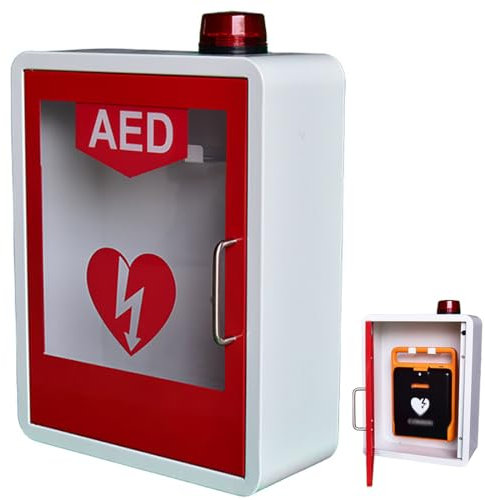 AED-Defibrillator-Wandschrank, ultimativer Erste-Hilfe-Koffer, sichere wandmontierte Herz-Defibrillations-Alarmbox mit Licht- und Alarmsystem, passend für die meisten AED-Modelle, ideal für den Eins