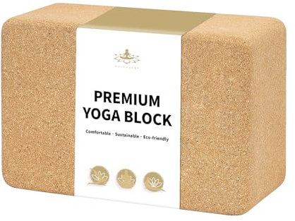 Hatha Yoga Cork Yoga Block, Natural Cork from Portuguese, Premium Brick 9x6x3, Eco-Friendly Yoga Accessories for Yoga, Pilates & Stretching