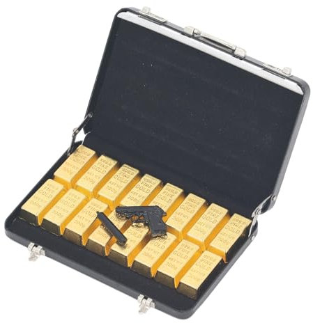 Srliya Puppenhaus-Miniatur-Gepäckbox, Mikro-Dekoration, Miniatur-Gepäck-Nachbildung mit Goldbarren, 1:12 Miniatur-Puppenhaus-Dekoration, Puppenhaus-Zubehör