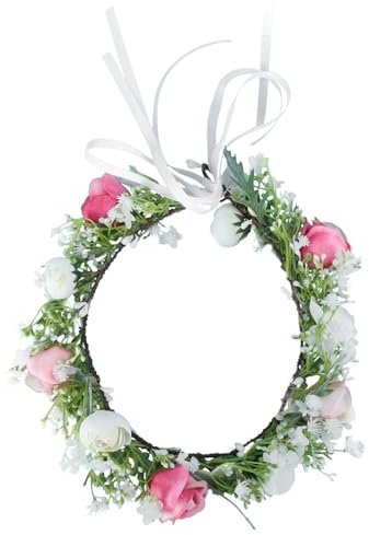 DRESSOOS Braut Rose Kopfbedeckung Handgefertigt Schleierkraut Blumenkranz Für Frauen Elegante Hochzeit Haarband Tief