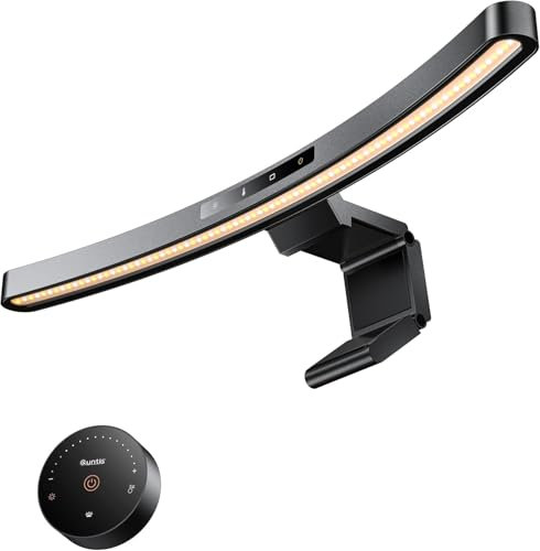 Quntis 45cm Curved Monitor Light Bar with Remote Control & Touch, Screen Light with Auto Dimming, Stepless Dimming, Eye Caring No Glare Screenbar Monitor Lamp, Fit for Various Monitors, Black