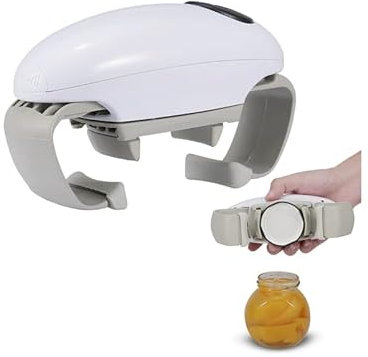 TFixol Abridor de tarros eléctrico, abridor de tarros giratorio, abrelatas automático, herramienta de apertura de botellas, herramientas de cocina, color blanco