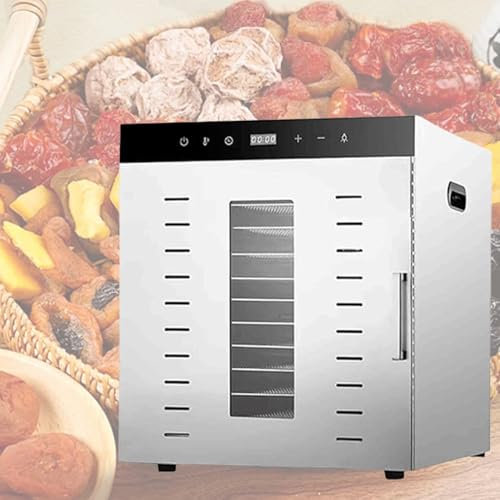 RIQHTIK Food Dehydrator, 12 Layers Commercial Freeze Dryer Fruit Vegetable Preserver Dried Machine with Touch Screen, LED Light, 30-90℃ Temperature and 0-24H Time Control, for Home Commercial