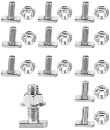 Pack of 12 M8 x 20 Hammer Head Screws with Flange Nuts, Stainless Steel A2-70 Screws with Locking Tooth Nuts for Photovoltaic Greenhouse and Solar Panel Holder