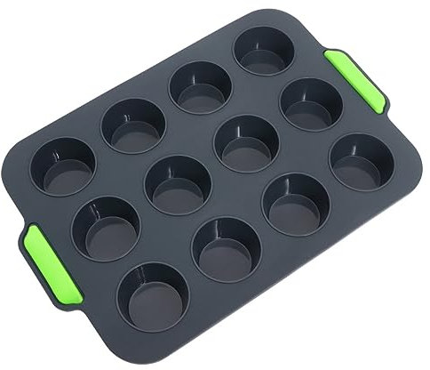 POPETPOP Stampo Per Dolci in Silicone Cavità Muffin e Tartellette Piccole Antiaderente Facile Da Pulire Per Casa e Negozio Colore Grigio Scuro