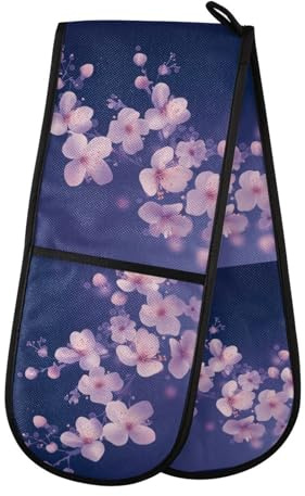 Quteprint Maniques doubles de cuisine matelassées, résistantes à la chaleur, 17,8 x 88,9 cm de long, pour pâtisserie, barbecue, barbecue et micro-ondes – Lavable en machine avec boucle de suspension