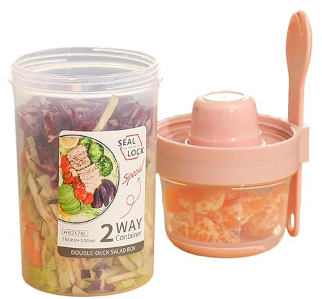 Vaso para Ensalada – Contenedor portátil de Comida Freshes, Compacto Juego