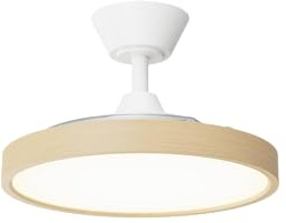 Sulion - Ventilador de Techo con Palas Retráctiles y con Luz LED Regulable BOMBAY ESTILO | Motor DC Silencioso, 6 Velocidades, Mando a Distancia, Función Verano/Invierno, Color Madera