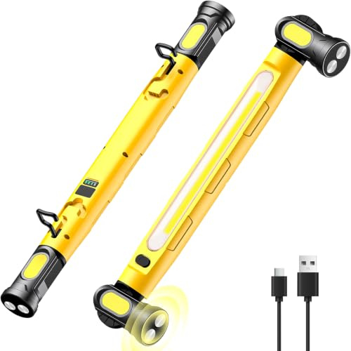LustLocke Akku Arbeitsleuchte 5200 mAh, LED Werkstattlampe 3000LM, Arbeitslicht mit Magnet＆Haken, 3 Farbtemperaturmodi, USB-C, für Autoreparatur, Garagenplatzbeleuchtung, Camping