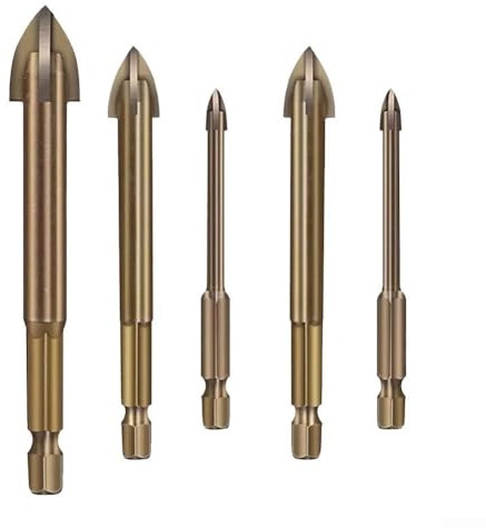 Punta da trapano a croce esagonale in lega da 3-12 mm per piastrelle di ceramica, vetro, marmo e carburo YG6X con punta ossigenata, trattamento anti-macinazione completa, 1 pezzo (4 mm)