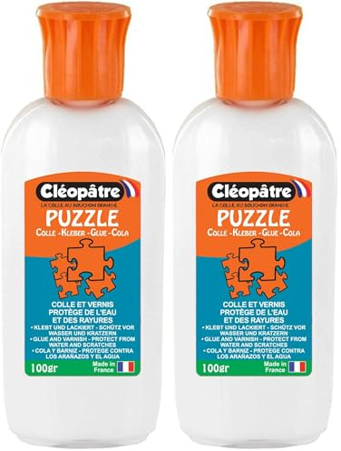 CLEOPATRE - Cléo'Puzzle - Colle Vernis Puzzle avec Embout Précis - Transparent - Flacon 100g - Fabriqué en France (Lot de 2)