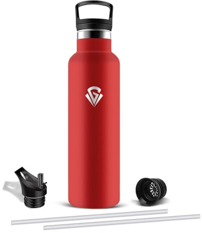 Mujigaga Borraccia Termica 1 litro, Borraccia Palestra con Cannuccia, Borracce Acciaio Inox a Prova di Perdite, Bottiglia Termica Senza BPA per Yoga, Trekking, Scuola