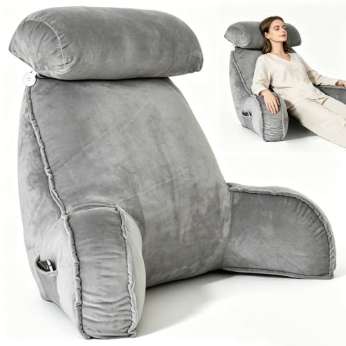 Cojín para la espalda, cojín de lectura extragrande con funda extraíble, cojín ergonómico para respaldo para cama/sofá, adecuado para ver la televisión, leer y jugar con teléfonos móviles en la cama