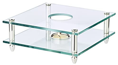 EDZARD Stövchen Carmen (19x19 cm) Glas & Silber - Tee Warmhalteplatte aus Glas, Kaffeewärmer mit Teelicht - Teelichthalter - Warmhalteplatte Teelicht für Kaffeekanne & Teekanne